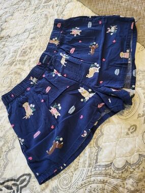 Woman's Navy Puppy Print Sleep Shorts